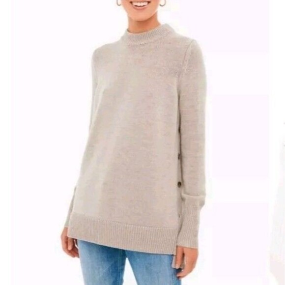 Tuckernuck Bexley Pullover Mock Sweater Mock Neck Dune Side Buttons Size XS - Picture 1 of 9